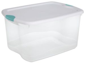 Sterilite 19889804 70 Quart Ultra Latch Box See through with White lid and Black latches,4 pack