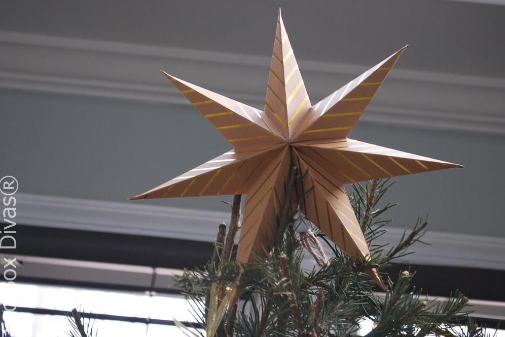 The $3 Paper star Ornament from Target. A topper doesn't have to be called a topper to be used a top a tree.