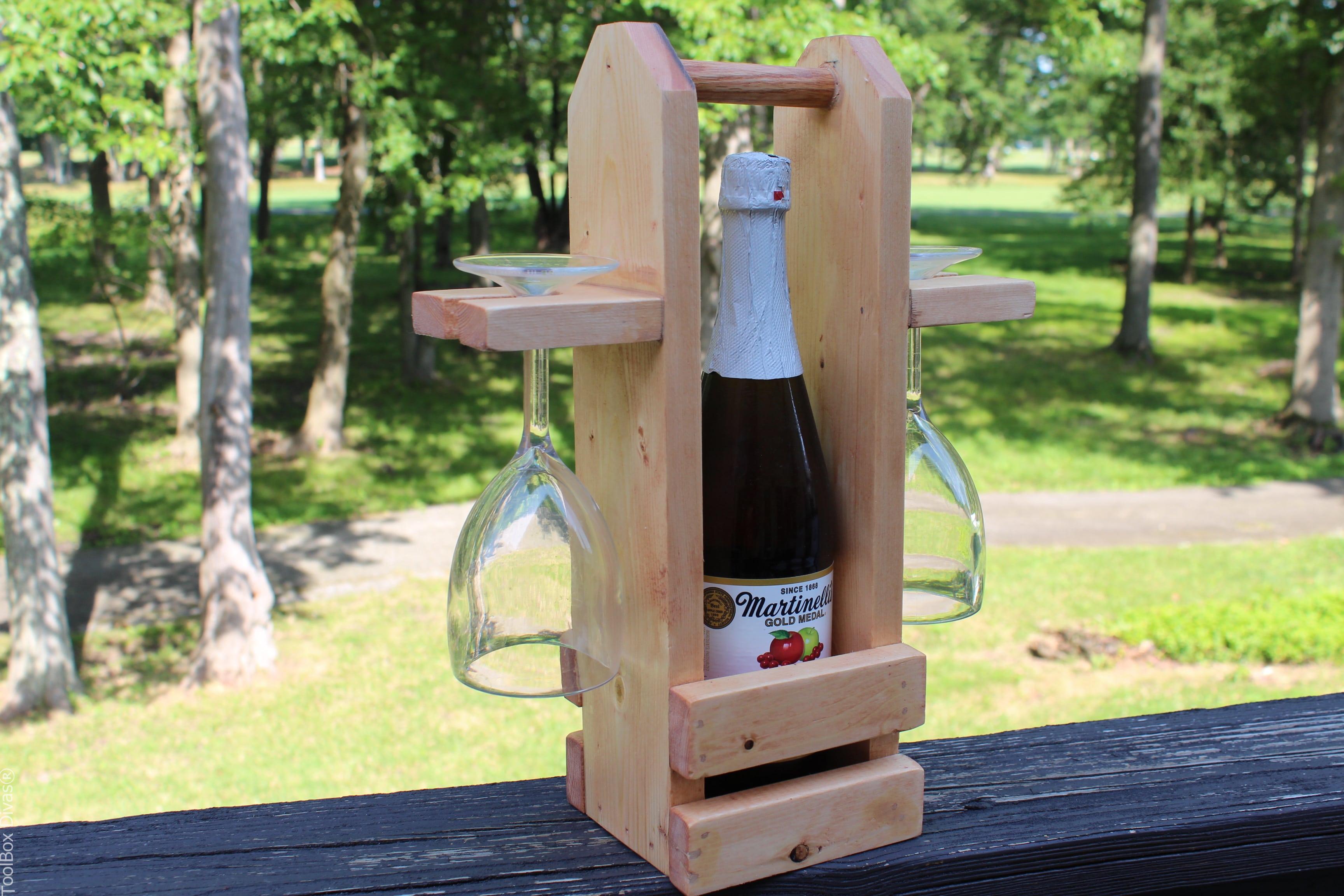 DIY Wine Caddy with Glass Holder