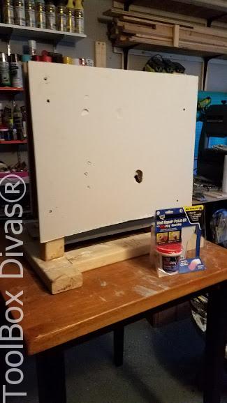 BEFORE Learn How to Patch a Hole in Drywall - Toolbox Divas 