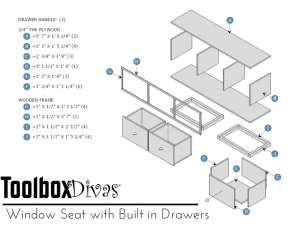 Free plans for Window Seat with Built in Drawers - ToolBox Divas