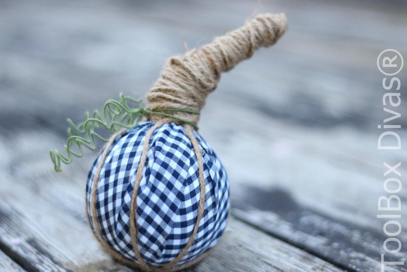 Cheap and Easy No Sew Fabric Pumpkins with Jute
