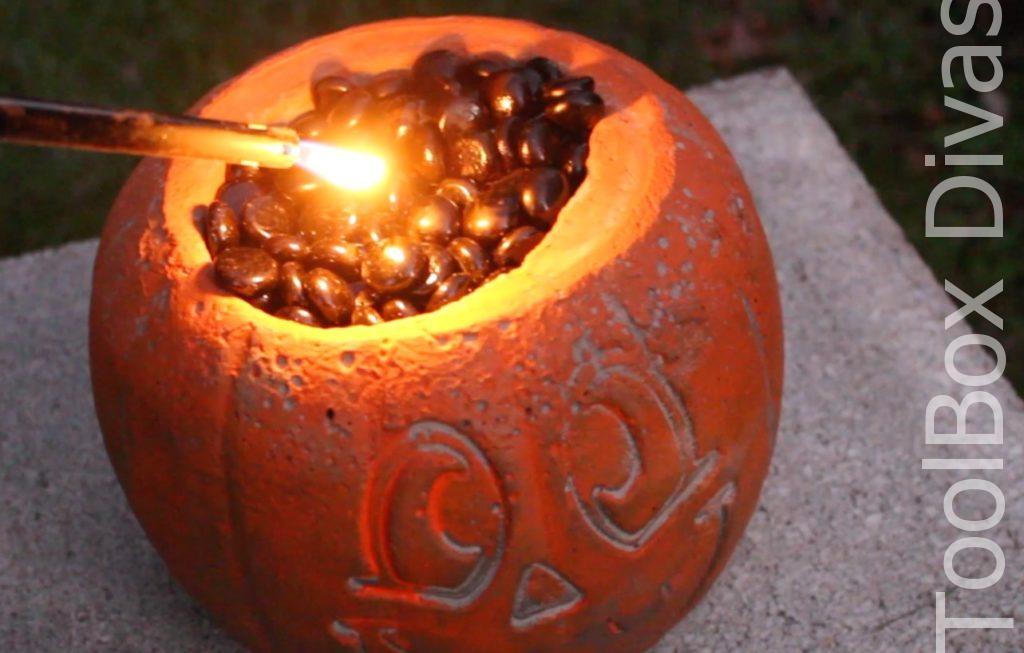 Easy Halloween DIY Project pumpkin fire pit - Toolbox Divas 12