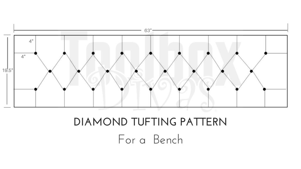 Tufting pattern - how to tuft a bench or headboard - Toolbox divas