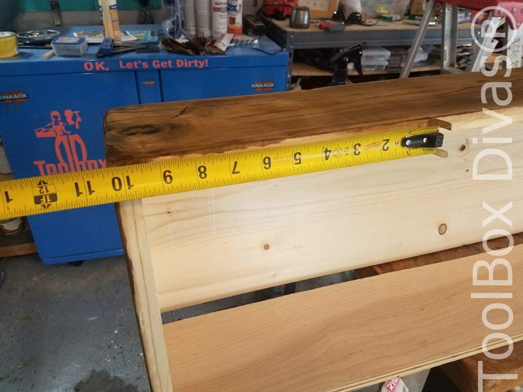 How to build a Rustic Faux wood beam mantel or floating shelf - Toolbox Divas 46