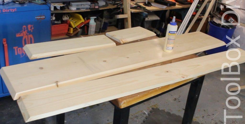 How to build a Rustic Faux wood beam mantel or floating shelf - Toolbox Divas 44