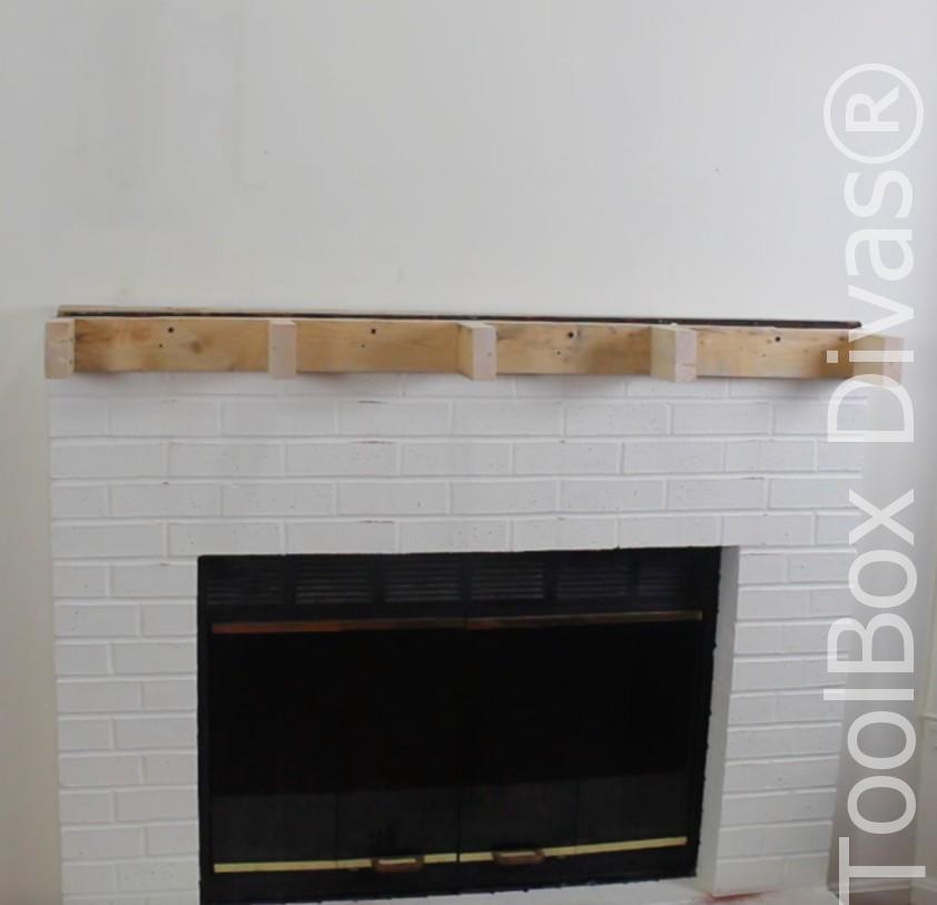 How to build a Rustic Faux wood beam mantel or floating shelf - Toolbox Divas 2