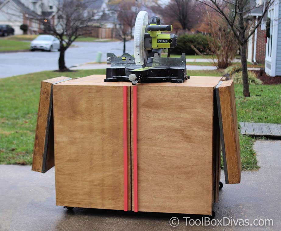 DIY Miter saw Cart and stand re-purpose old workbench @Toolboxdivas