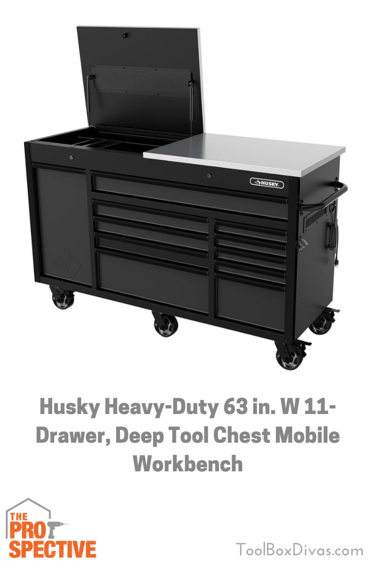Husky Heavy-Duty 63 in. W 11-Drawer, Deep Tool Chest Mobile Workbench Tool Review by Toolbox Divas Buy It Here