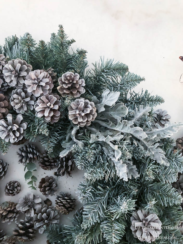 Winter Wreath ideas recycle Christmas into the Winter Decorations @ToolBoxdivas pinecones 