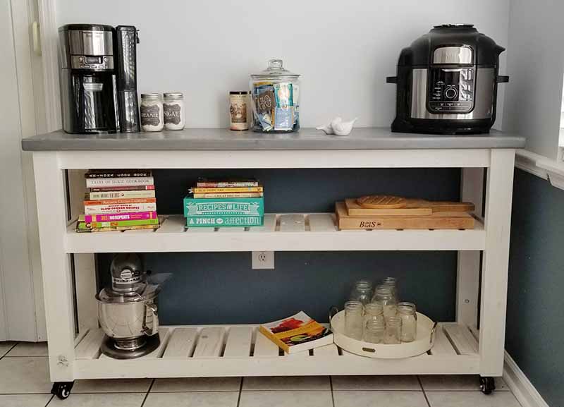kitchen cart with shelves on wheels