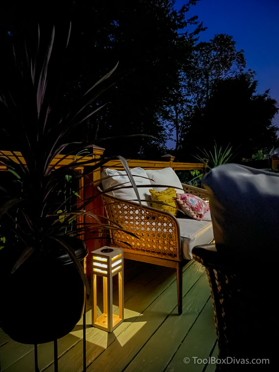 DIY Wooden Modern Solar Lanterns - Set of 3 _ToolBox Divas at dusk