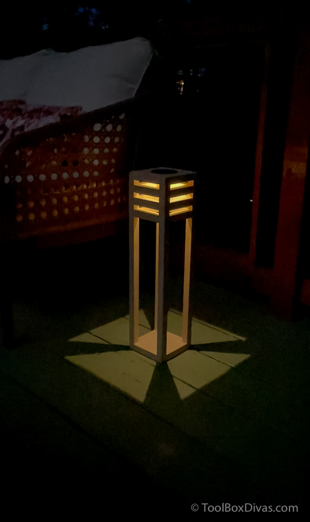 DIY Wooden Modern Solar Lanterns - Set of 3 _ToolBox Divas night image