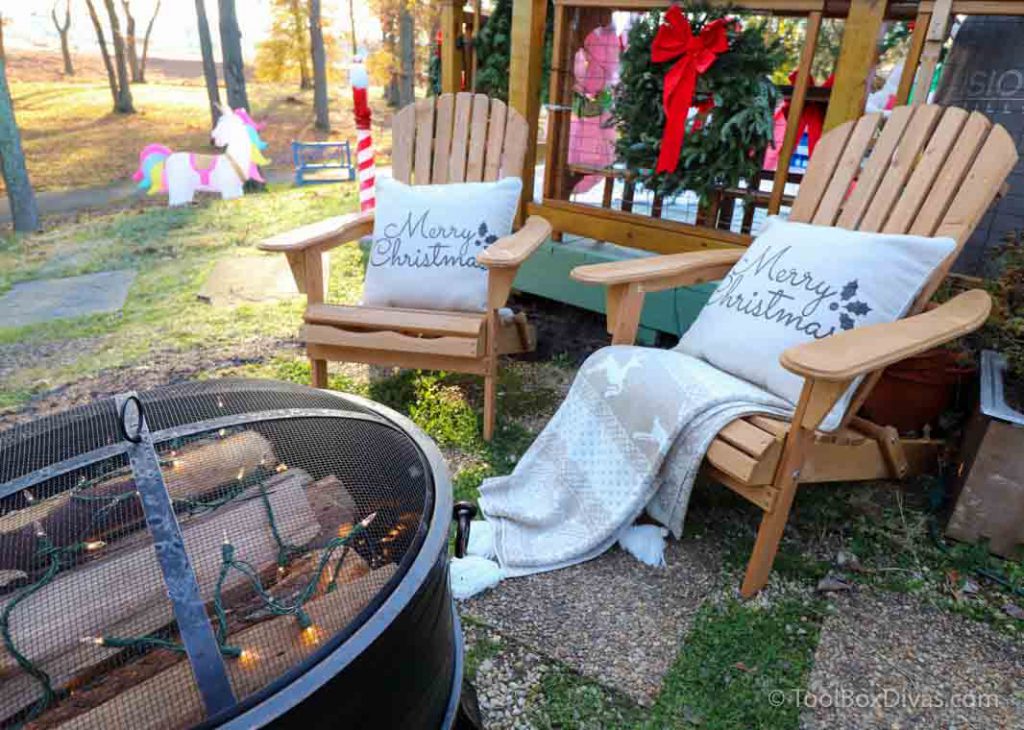 Create The Ultimate Winter Wonderland with these Outdoor Decorations Backyard and patio decorations - ToolBox Divas (27 of 148) cozy sitting area fire pit